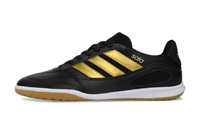 Men's Adidas Top Sala IC Indoor & Futsal Low-Tops Football Shoes - Black/Gold Accent/Gum Sole