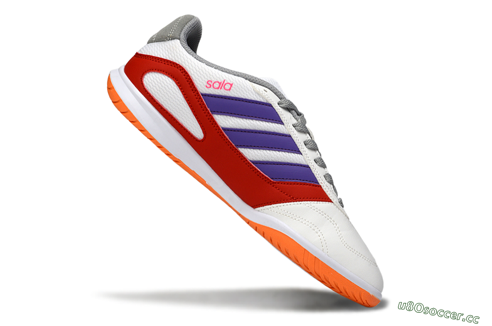 Men's Adidas Top Sala IC Indoor & Futsal Low-Tops Football Shoes - White/Crimson/Amethyst 4