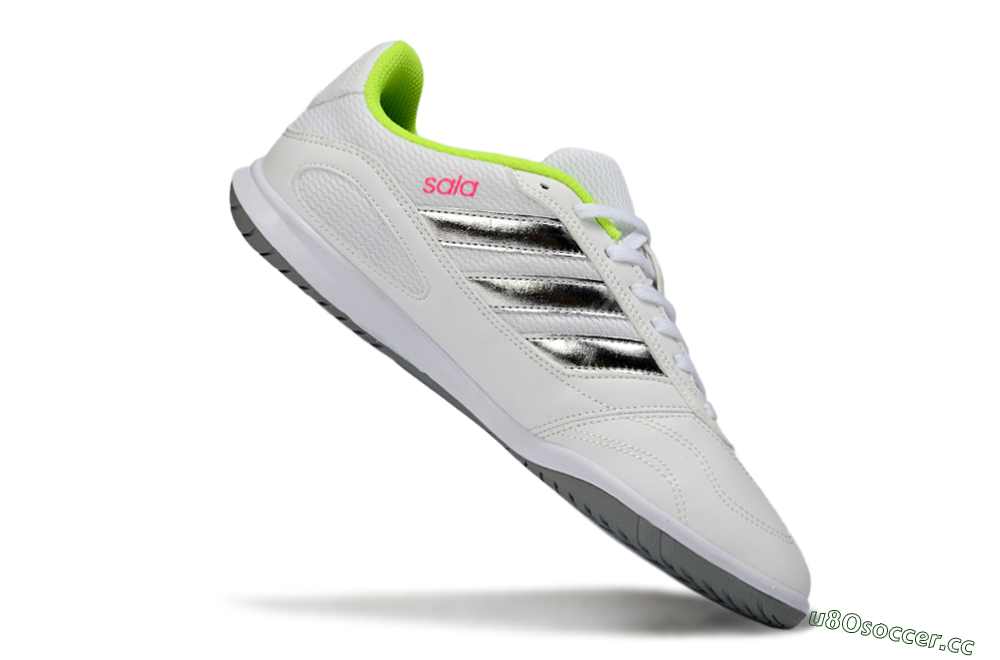 Men's Adidas Top Sala IC Indoor & Futsal Low-Tops Football Shoes - White/Neon Green/Silver 4