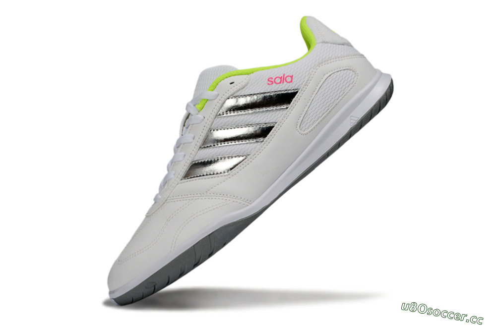 Men's Adidas Top Sala IC Indoor & Futsal Low-Tops Football Shoes - White/Neon Green/Silver 5