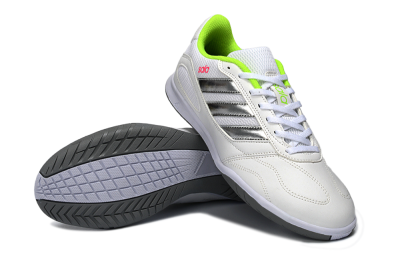 Men's Adidas Top Sala IC Indoor & Futsal Low-Tops Football Shoes - White/Neon Green/Silver