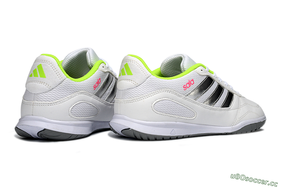 Men's Adidas Top Sala IC Indoor & Futsal Low-Tops Football Shoes - White/Neon Green/Silver 6