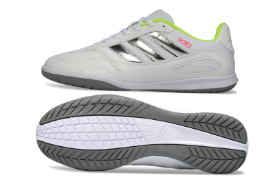 Men's Adidas Top Sala IC Indoor & Futsal Low-Tops Football Shoes - White/Neon Green/Silver