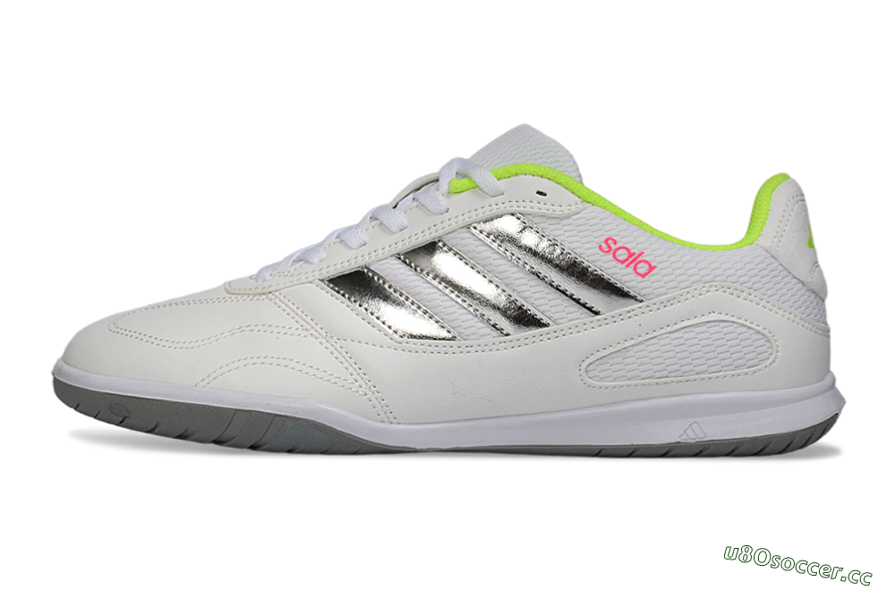 Men's Adidas Top Sala IC Indoor & Futsal Low-Tops Football Shoes - White/Neon Green/Silver 0