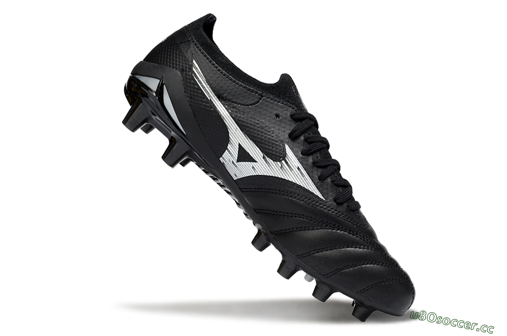 Men's Mizuno Morelia Neo 4 FG Firm Ground Low-Tops Football Boots - Black/Midnight Black/Sleek Silver 4