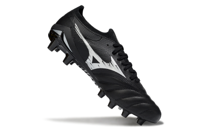 Men's Mizuno Morelia Neo 4 FG Firm Ground Low-Tops Football Boots - Black/Midnight Black/Sleek Silver