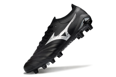 Men's Mizuno Morelia Neo 4 FG Firm Ground Low-Tops Football Boots - Black/Midnight Black/Sleek Silver