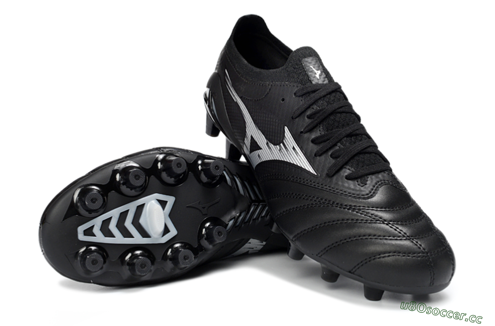 Men's Mizuno Morelia Neo 4 FG Firm Ground Low-Tops Football Boots - Black/Midnight Black/Sleek Silver 3