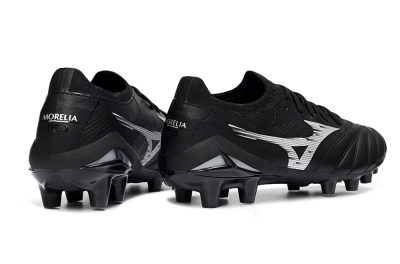 Men's Mizuno Morelia Neo 4 FG Firm Ground Low-Tops Football Boots - Black/Midnight Black/Sleek Silver