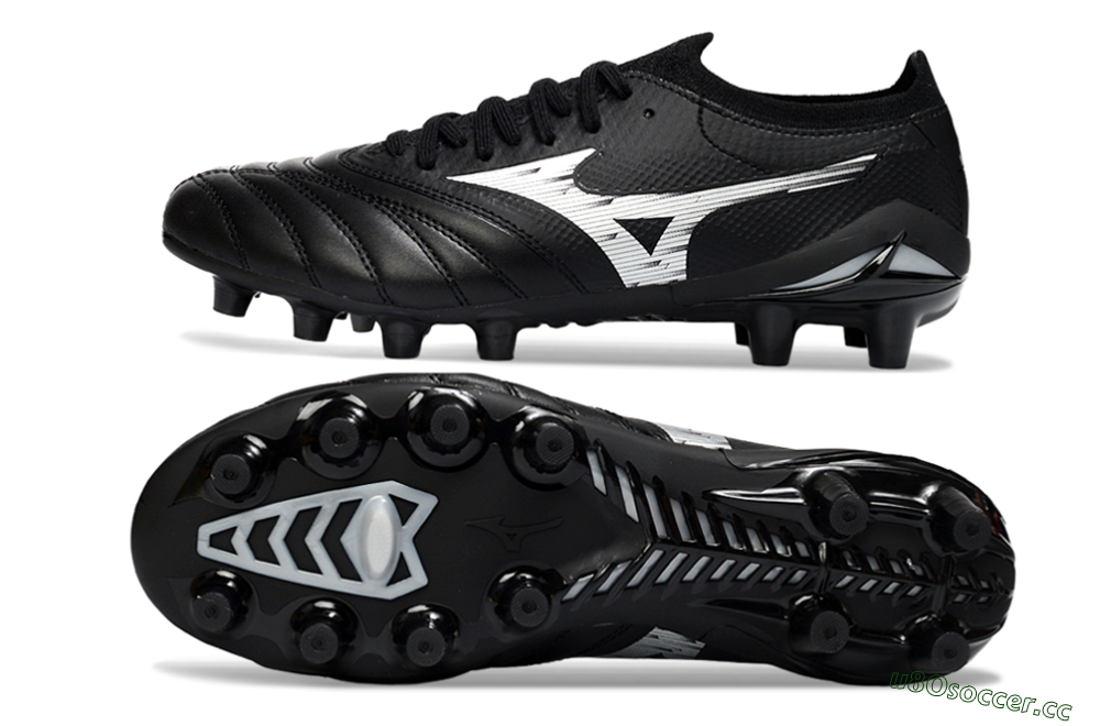 Men's Mizuno Morelia Neo 4 FG Firm Ground Low-Tops Football Boots - Black/Midnight Black/Sleek Silver 1