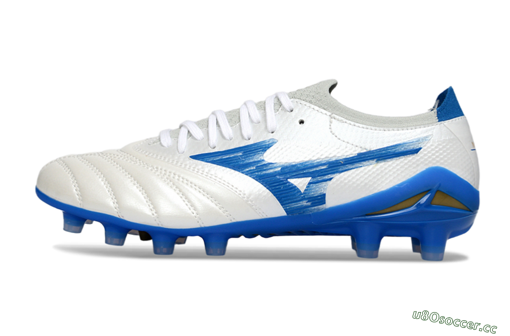 Men's Mizuno Morelia Neo 4 FG Firm Ground Low-Tops Football Boots - White/Sky Blue/Royal Blue 0