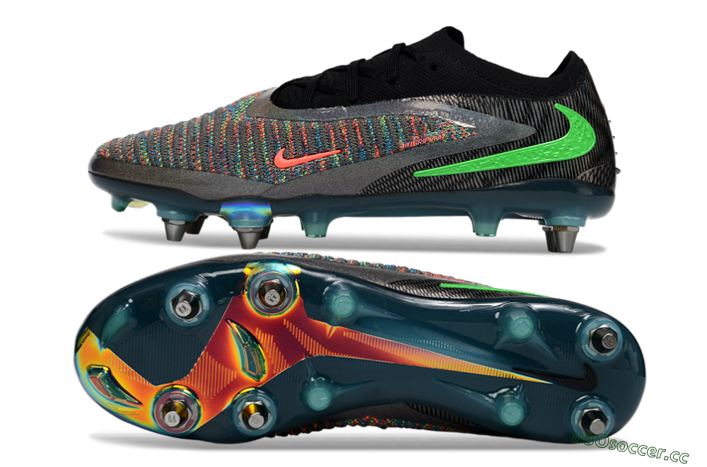 Unisex Nike Phantom 6 Low Elite SG Soft Ground Low-Tops Football Boots - Black/Vibrant Green/Fiery Red 1