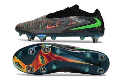 Unisex Nike Phantom 6 Low Elite SG Soft Ground Low-Tops Football Boots - Black/Vibrant Green/Fiery Red
