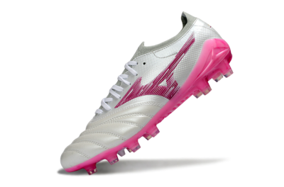 Men's Mizuno Morelia Neo 4 FG Firm Ground Low-Tops Football Boots - White/Electric Pink/Metallic Silver
