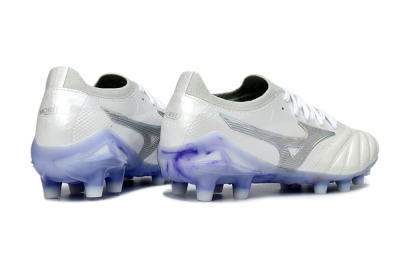 Men's Mizuno Morelia Neo 4 FG Firm Ground Low-Tops Football Boots - White/Sky Blue/Deep Purple