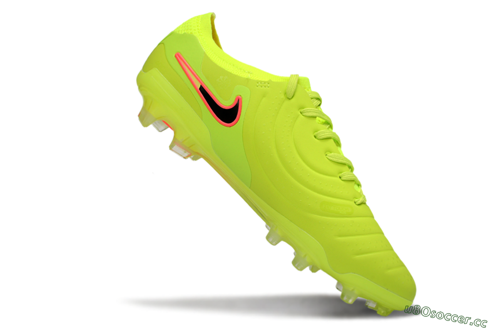 Men's Nike Tiempo Legend 10 Elite FG Firm Ground Low-Tops Football Boots - Yellow/Electric Green/Pink Accent 4