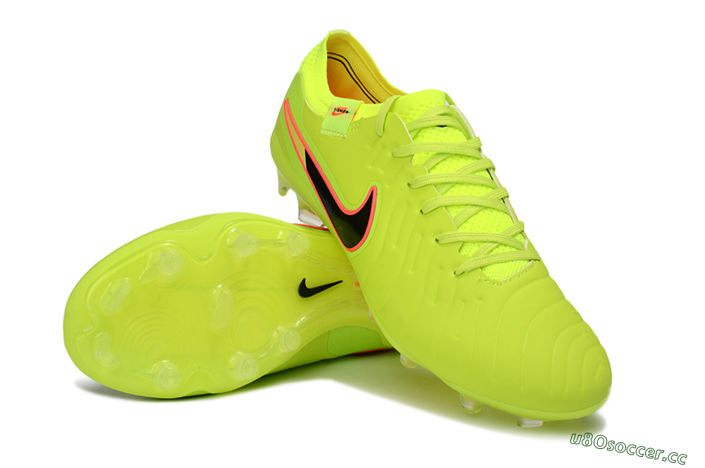 Men's Nike Tiempo Legend 10 Elite FG Firm Ground Low-Tops Football Boots - Yellow/Electric Green/Pink Accent 3