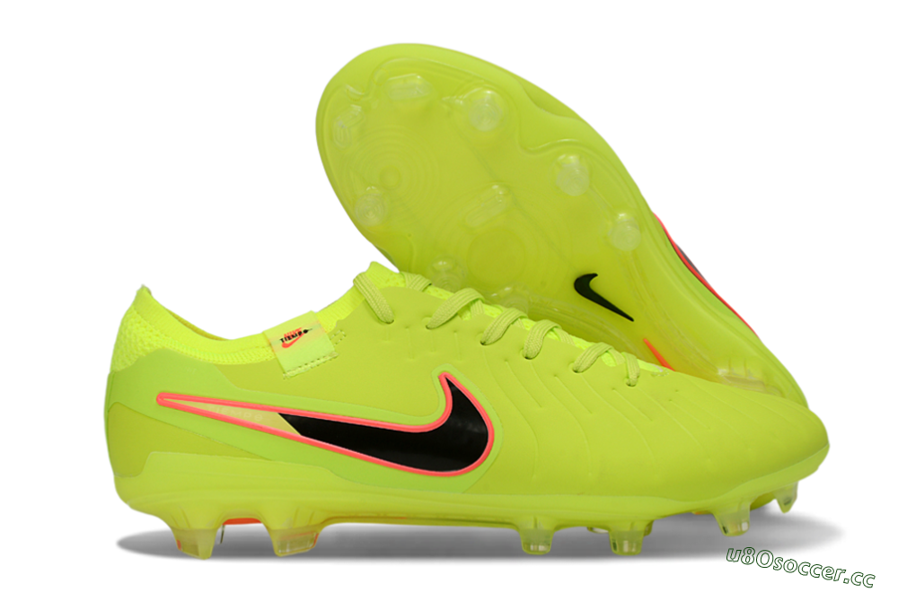 Men's Nike Tiempo Legend 10 Elite FG Firm Ground Low-Tops Football Boots - Yellow/Electric Green/Pink Accent 2