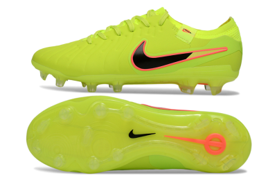 Men's Nike Tiempo Legend 10 Elite FG Firm Ground Low-Tops Football Boots - Yellow/Electric Green/Pink Accent