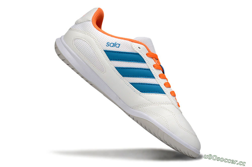 Men's Adidas Top Sala IC Indoor & Futsal Low-Tops Football Shoes - White/Sky Blue/Orange Blaze 4