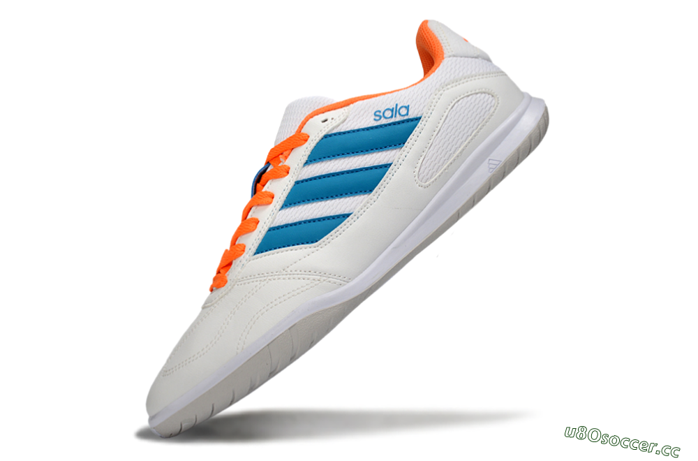 Men's Adidas Top Sala IC Indoor & Futsal Low-Tops Football Shoes - White/Sky Blue/Orange Blaze 5
