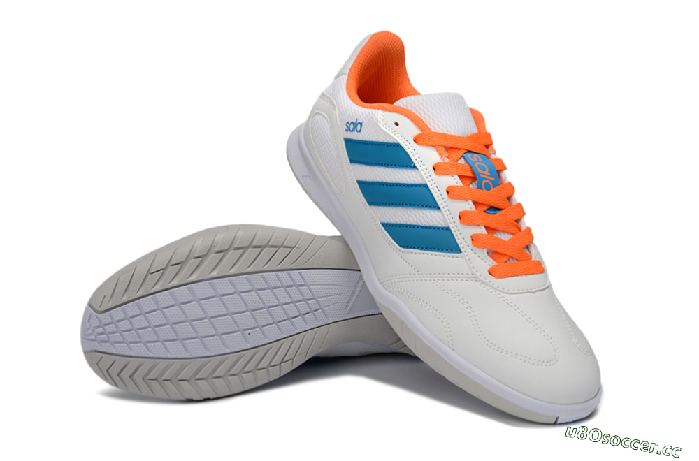 Men's Adidas Top Sala IC Indoor & Futsal Low-Tops Football Shoes - White/Sky Blue/Orange Blaze 3