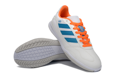 Men's Adidas Top Sala IC Indoor & Futsal Low-Tops Football Shoes - White/Sky Blue/Orange Blaze