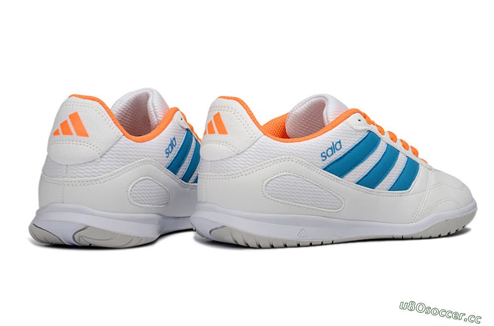 Men's Adidas Top Sala IC Indoor & Futsal Low-Tops Football Shoes - White/Sky Blue/Orange Blaze 6
