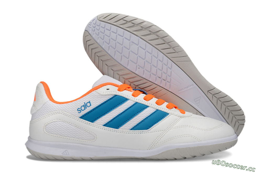 Men's Adidas Top Sala IC Indoor & Futsal Low-Tops Football Shoes - White/Sky Blue/Orange Blaze 2