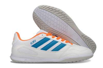 Men's Adidas Top Sala IC Indoor & Futsal Low-Tops Football Shoes - White/Sky Blue/Orange Blaze