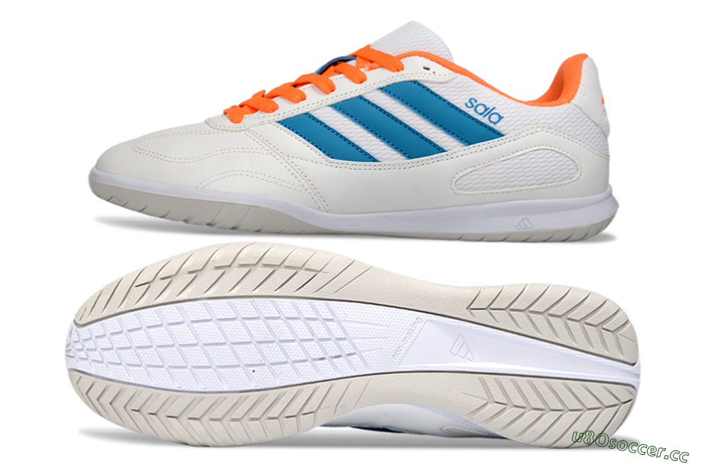 Men's Adidas Top Sala IC Indoor & Futsal Low-Tops Football Shoes - White/Sky Blue/Orange Blaze 1