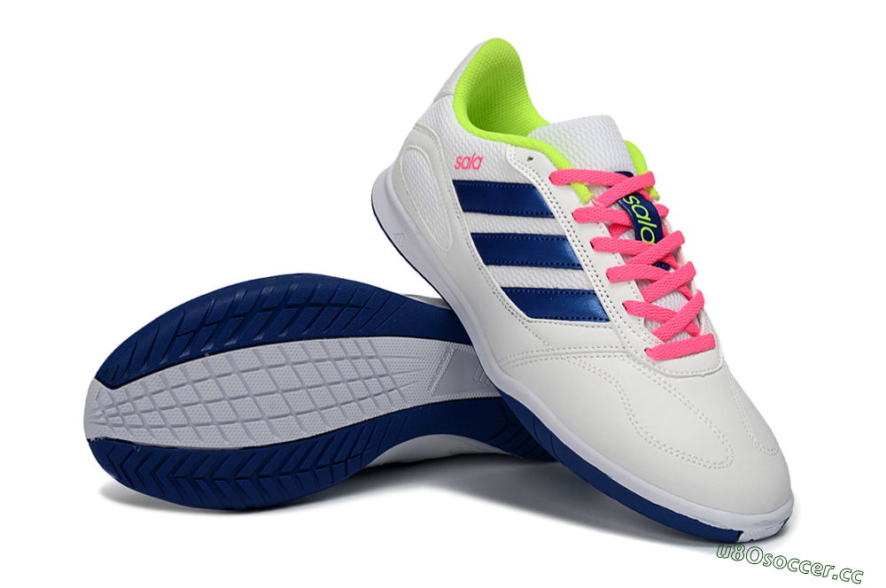Men's Adidas Top Sala IC Indoor & Futsal Low-Tops Football Shoes - White/Navy Blue/Pink 3