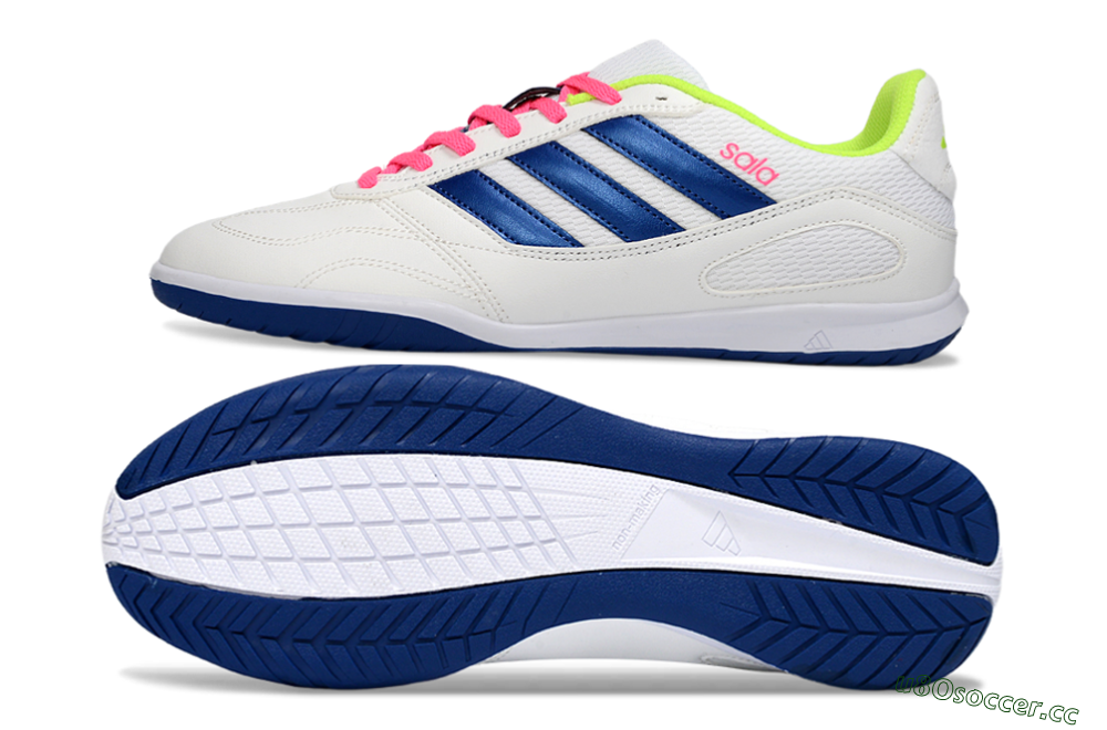 Men's Adidas Top Sala IC Indoor & Futsal Low-Tops Football Shoes - White/Navy Blue/Pink 1