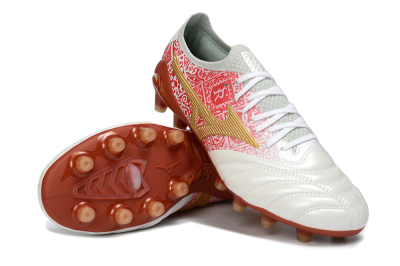 Men's Mizuno Morelia Neo 4 FG Firm Ground Low-Tops Football Boots - White/Scarlet Red/Copper Brown