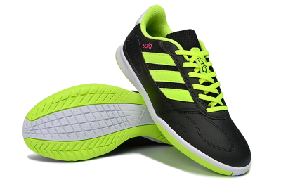 Men's Adidas Top Sala IC Indoor & Futsal Low-Tops Football Shoes - Black/Electric Green/White