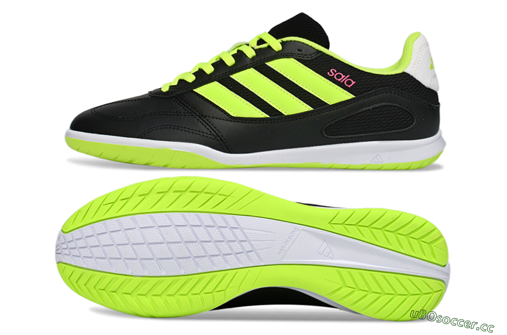 Men's Adidas Top Sala IC Indoor & Futsal Low-Tops Football Shoes - Black/Electric Green/White 1
