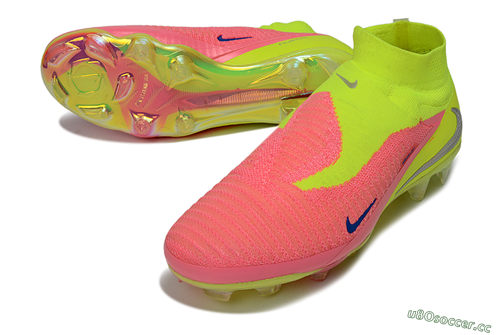 Unisex Nike Phantom 6 High Elite FG Firm Ground High-Tops Football Boots - Pink/Neon Green/Blue 3