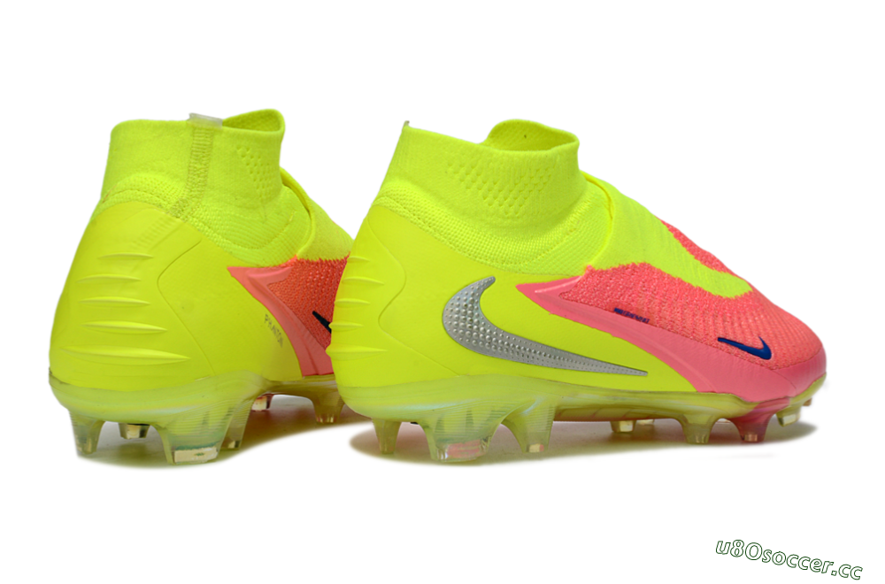 Unisex Nike Phantom 6 High Elite FG Firm Ground High-Tops Football Boots - Pink/Neon Green/Blue 6