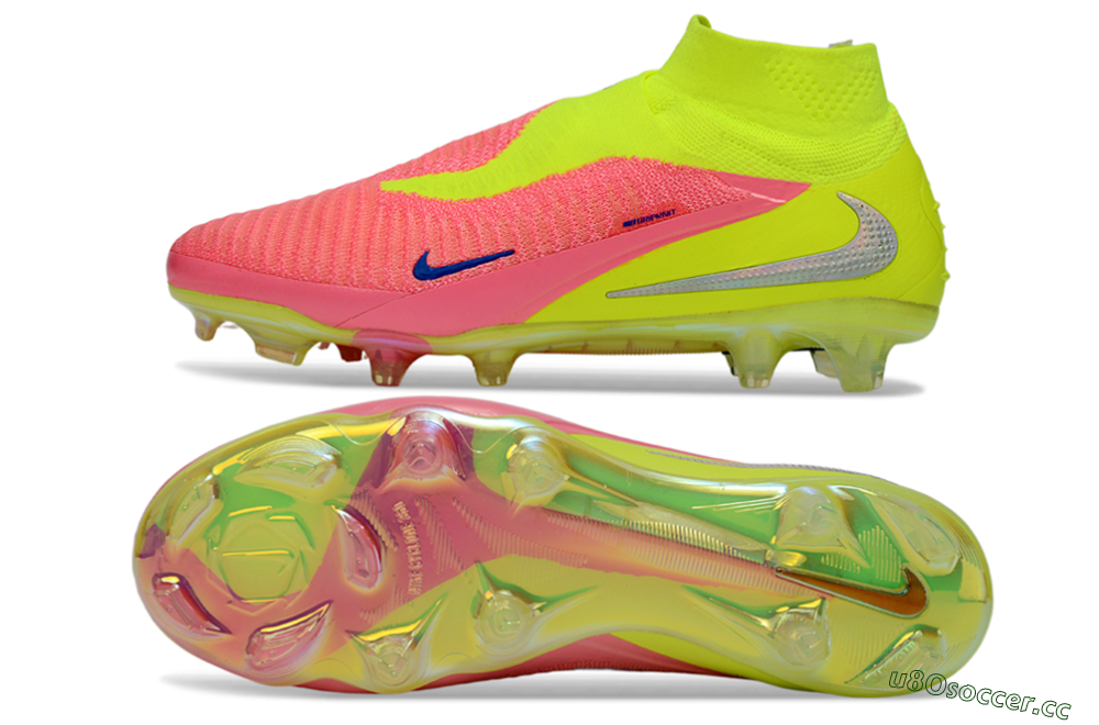 Unisex Nike Phantom 6 High Elite FG Firm Ground High-Tops Football Boots - Pink/Neon Green/Blue 1