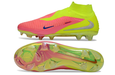 Unisex Nike Phantom 6 High Elite FG Firm Ground High-Tops Football Boots - Pink/Neon Green/Blue
