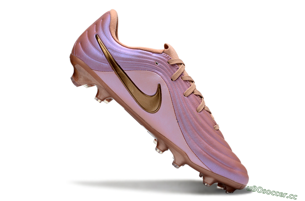 Men's Nike Tiempo Legend 10 Elite FG Firm Ground Low-Tops Football Boots - Pink/Soft Rose/Bronze 4