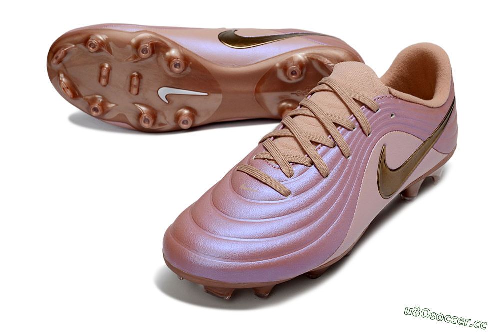 Men's Nike Tiempo Legend 10 Elite FG Firm Ground Low-Tops Football Boots - Pink/Soft Rose/Bronze 3
