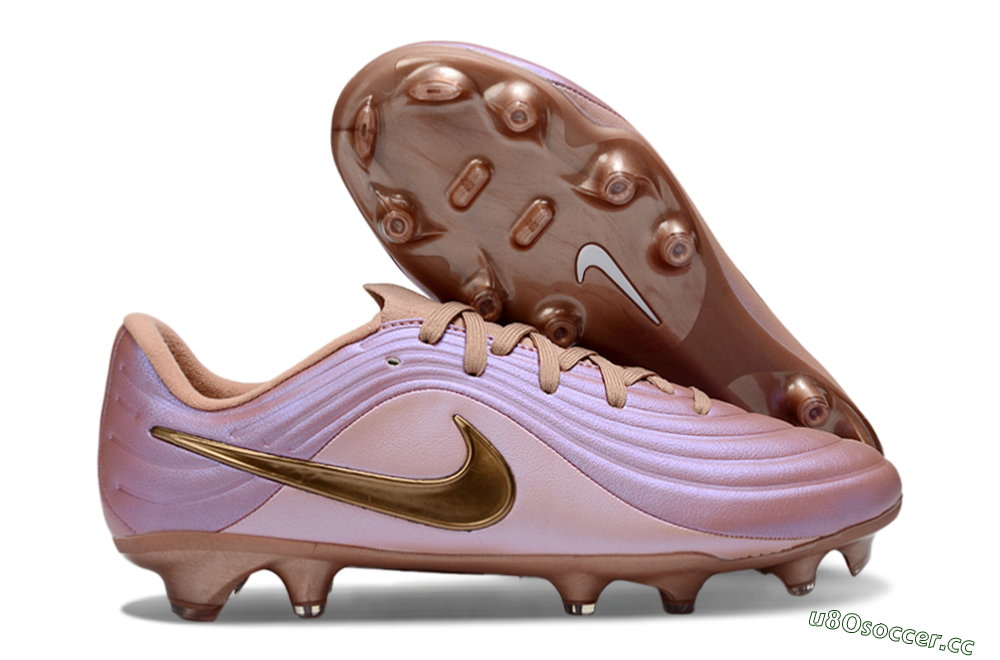 Men's Nike Tiempo Legend 10 Elite FG Firm Ground Low-Tops Football Boots - Pink/Soft Rose/Bronze 2