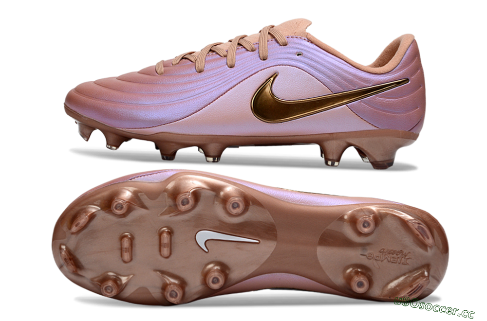Men's Nike Tiempo Legend 10 Elite FG Firm Ground Low-Tops Football Boots - Pink/Soft Rose/Bronze 1