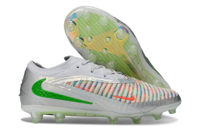 Men's Nike Phantom 6 Low Elite AG Artificial Grass Low-Tops Football Boots - Silver/Neon Green/Coral Pink