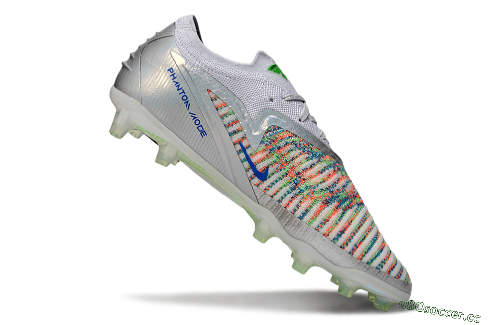 Men's Nike Phantom 6 Low Elite AG Artificial Grass Low-Tops Football Boots - Silver/Neon Green/Coral Pink 4