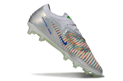 Men's Nike Phantom 6 Low Elite AG Artificial Grass Low-Tops Football Boots - Silver/Neon Green/Coral Pink