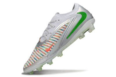 Men's Nike Phantom 6 Low Elite AG Artificial Grass Low-Tops Football Boots - Silver/Neon Green/Coral Pink