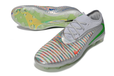 Men's Nike Phantom 6 Low Elite AG Artificial Grass Low-Tops Football Boots - Silver/Neon Green/Coral Pink