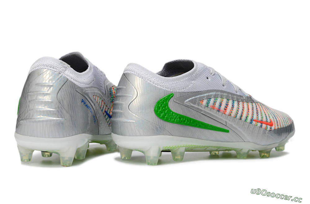 Men's Nike Phantom 6 Low Elite AG Artificial Grass Low-Tops Football Boots - Silver/Neon Green/Coral Pink 6